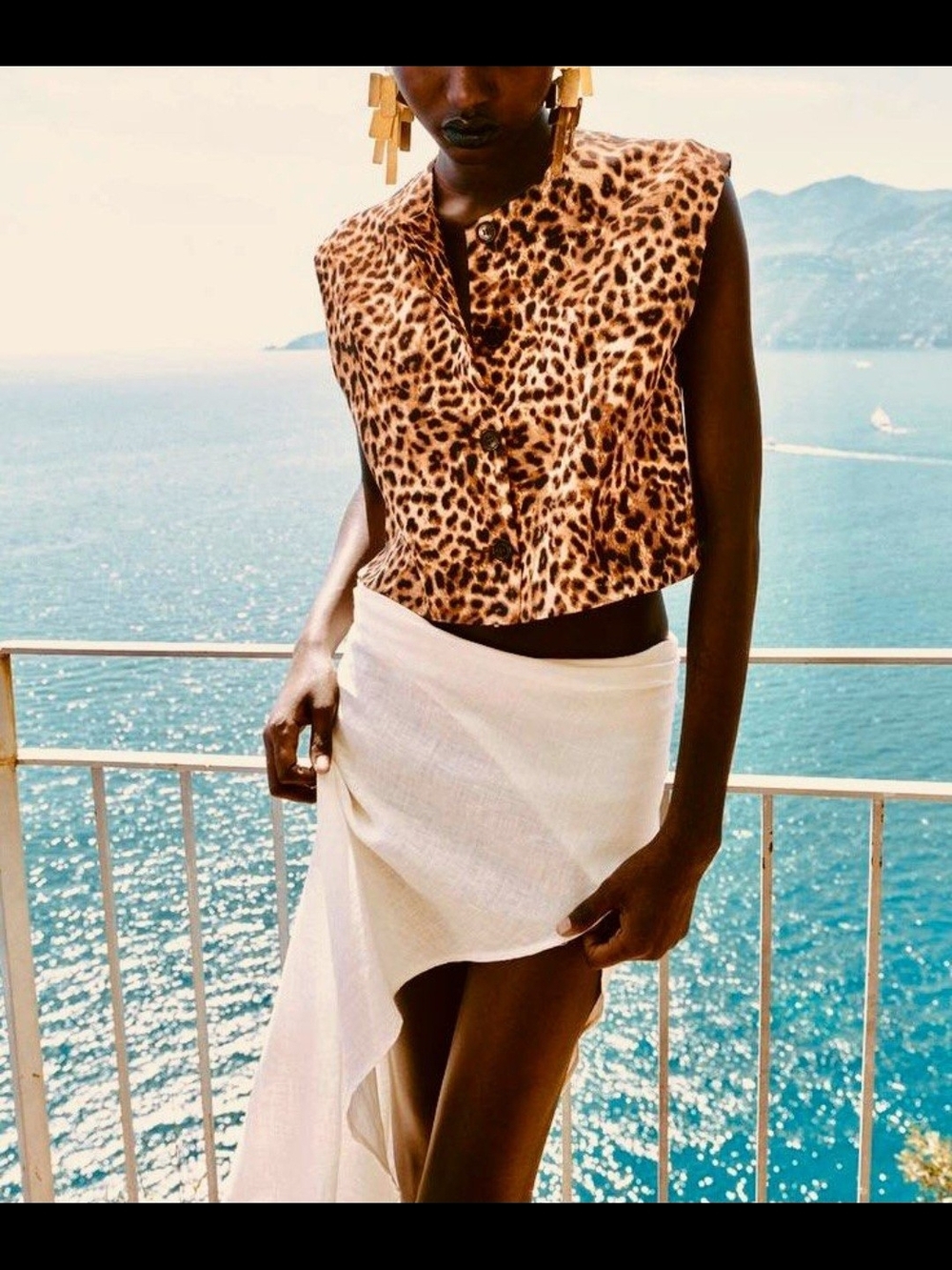 Zara Leopard Buttoned Waistcoat Top